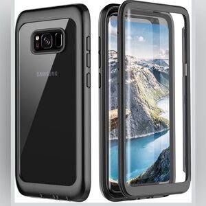 Samsung S8 Full-Body Rugged Clear Bumper Case with Built-in Screen Protector
